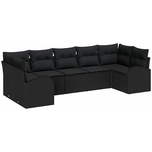  Sjedeća garnitura za vrt 7 kom. Crna poliratan 289 x 124 x 85 cm Slike