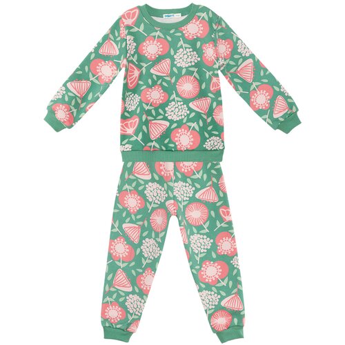 Denokids Pink Floral Baby Girl Green Tracksuit Set Slike