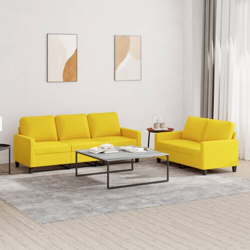  2-dijelni set sofa s jastucima svjetložuti od tkanine Cene