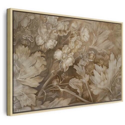  Slika - Floral Ornaments Carved in Delicate Sepia and Brown Shades 60x40 Cene