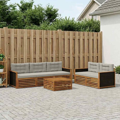  Set vanjskih sofa 6 kom. Prirodna i svjetlosiva Smeđa Cene