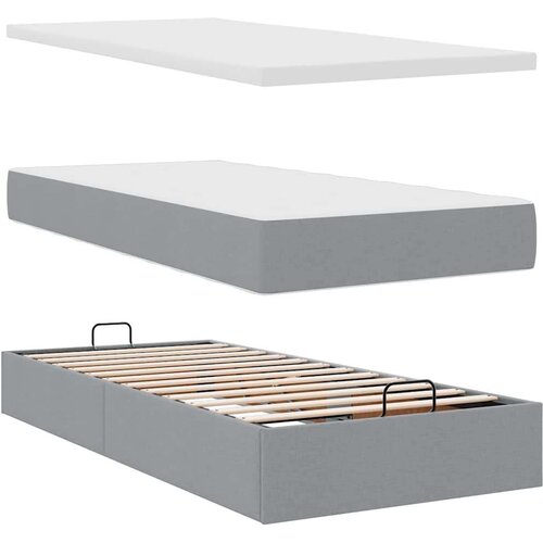 VidaXL okvir kreveta s madracima svijetlosivi 160x200cm od tkanine Slike