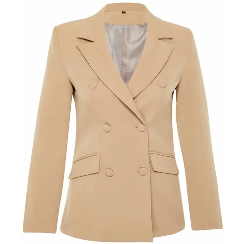Trendyol Light Brown Regular Lined Double-Breasted Woven Blazer Jacket