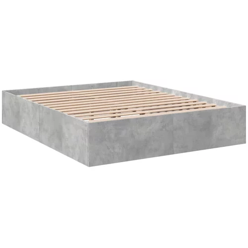vidaXL Posteljni okvir betonsko siv 150x200 cm inženirski les, (21155894)