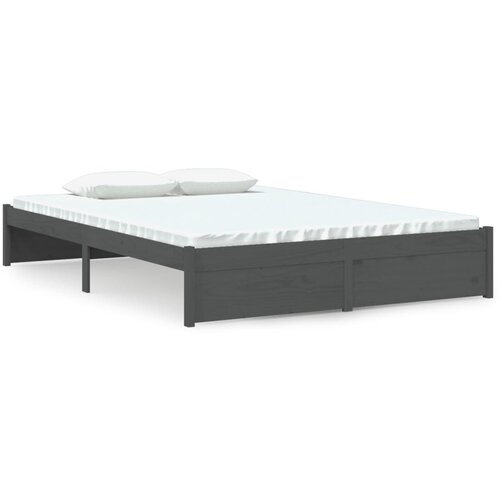 VidaXL Posteljni okvir siv iz trdnega lesa 140x200 cm, (20647280) Slike