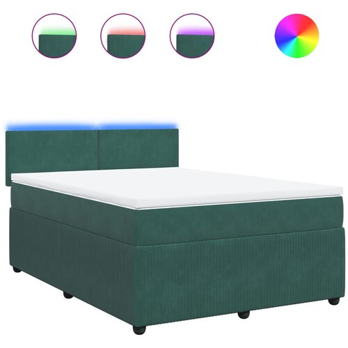 Maison Chic Box spring postelja - Vzmetna postelja z vzmetnico temno zelen 140x190 cm žamet SL4388, (21903725) Cene