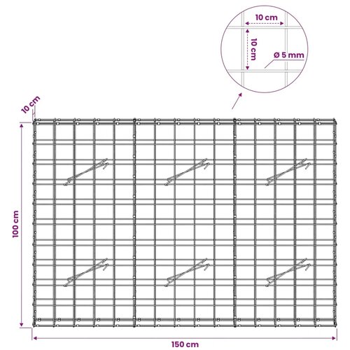  Gabion s žicom debljine 5 mm i mrežom 10x10 cm 150x10x100 cm - 10 cm 100 cm 150 cm Slike