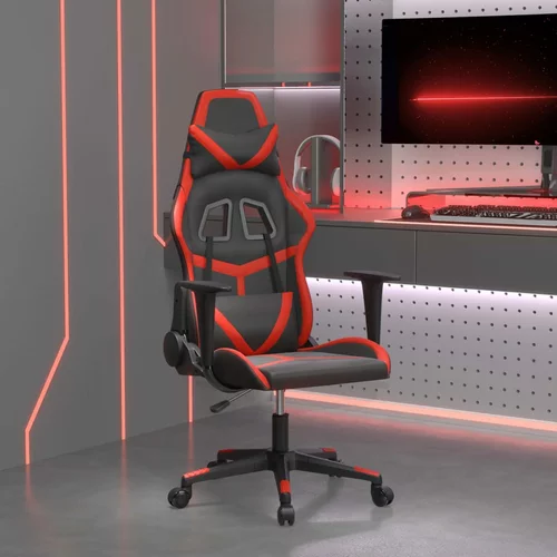 vidaXL Gaming stol črno in rdeča umetno usnje