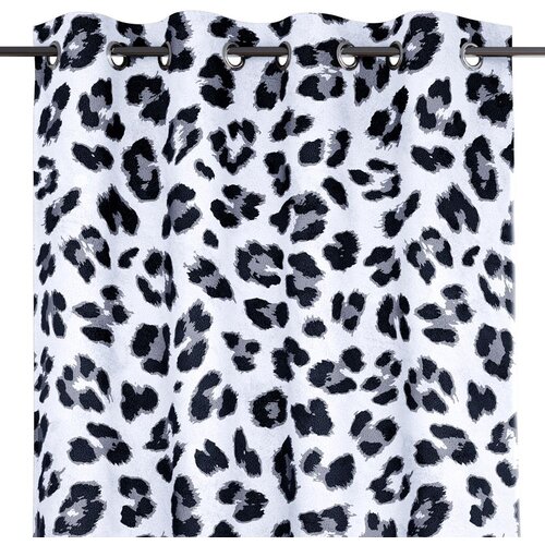  Curtain WILD color white printed theme animal style tropical silver silver metal eyelets velvet 140x250 AmeliaHome Slike