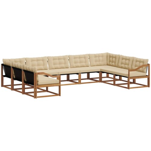  Set vanjskih sofa 9 kom. Prirodna i bež Smeđa 404 x 245,5 x 73 cm Slike