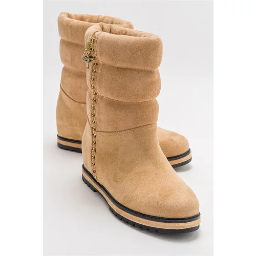 LuviShoes STOR Women's Beige Suede Boots