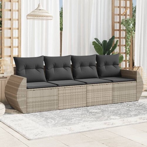VidaXL 4-dijelni set vrtnih sofa s jastucima svijetlosivi poliratan Slike