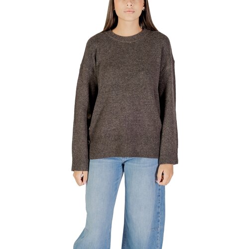 Only Puloverji ONLRENE LIFE LS BUTTON O-NECK CC KNT 15350612 Kostanjeva Slike