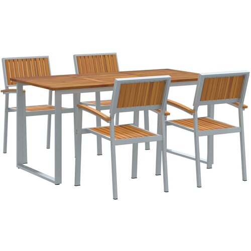  Vrtni set za objed 5 kom. Siva Čvrsto drvo akacije 160 x 80 x 75 cm Slike