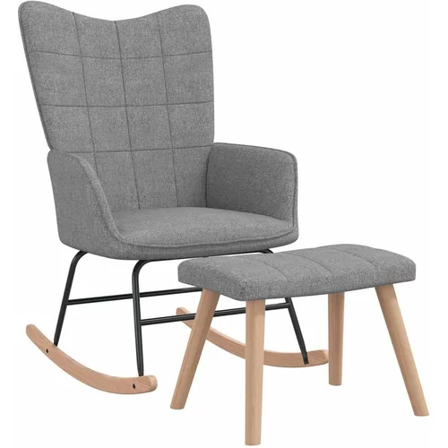  Stolica za ljuljanje s osloncem za noge svjetlosiva od tkanine