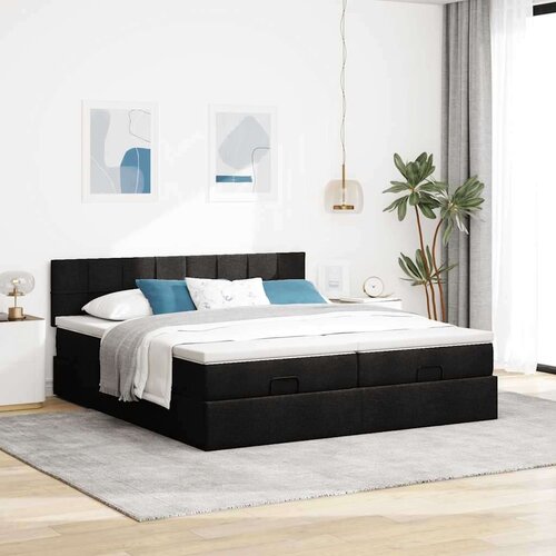 VidaXL otomanski okvir kreveta s madracima crni 200x200cm od tkanine Slike