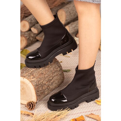 armonika FLR507 EASY-TO-WEAR STRETCHED Patent Leather Detailed Short Boots Slike