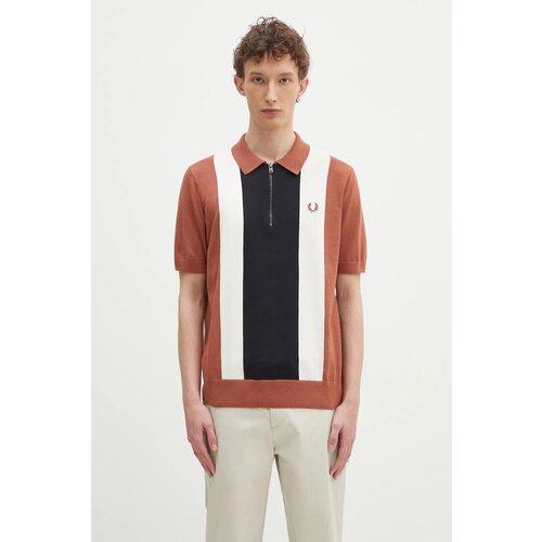 Fred Perry Majice &amp;amp; Polo majice VERTICAL STRIPE ZIP NECK SH Kostanjeva Slike