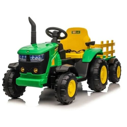 Premium Stil Traktor na akmulator sa prikolicom za decu, 12V, Zeleni Cene