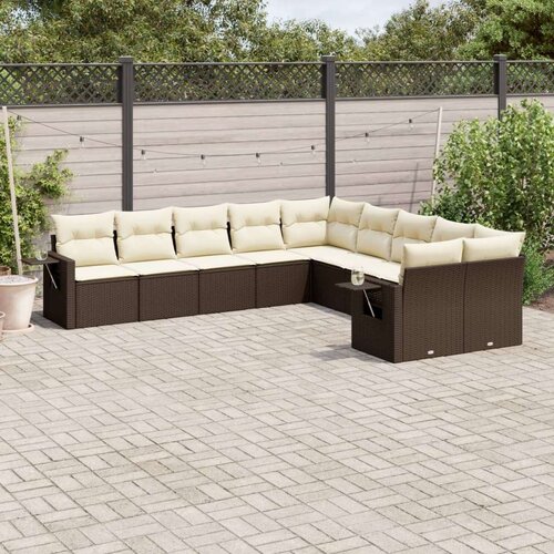 vidaXL 10-dijelni set vrtnih sofa od poliratana s jastucima smeđi Cene