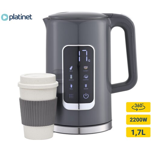 Platinet PEKR723 grelnik vode, 1.7L, 2200W, digitalni zaslon, 5 stopenj, funkcija keep warm, varnostne zaščite, samodejni izklop, 360° podstavek, +gratis skodelica, (21591855) Cene