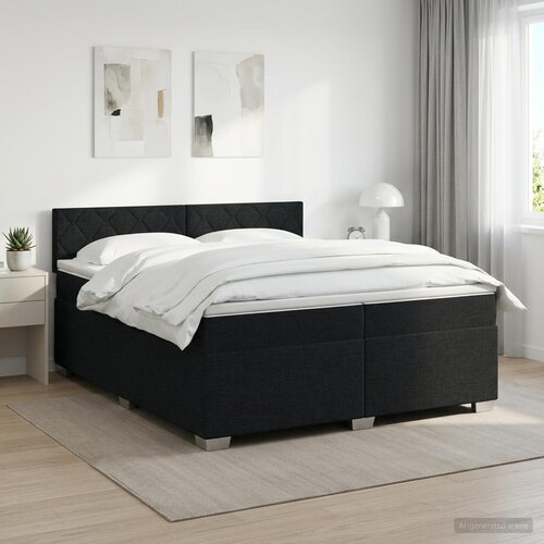  Boxspring krevet s madracem Crna 200 x 200 cm Tkanina Cene