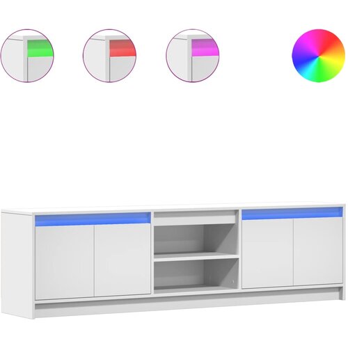 Maison Chic TV omarica - TV stojalo - Televizijska omarica z LED bela 180x34x50 cm inženirski les, (21699360) Slike