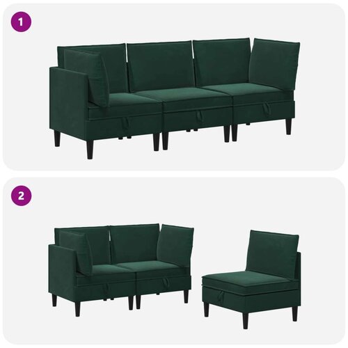  Set namje&amp;scaron;taja za dnevni boravak 3 pcs Tamnozelena Bar&amp;scaron;un - Tamnozelena 2x kutni +1x srednji Slike