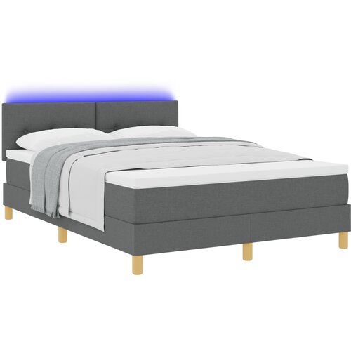 vidaXL Posteljno dno z vzmetnico in LED temno sivo 140x190 cm tkanina, (22084046) Cene
