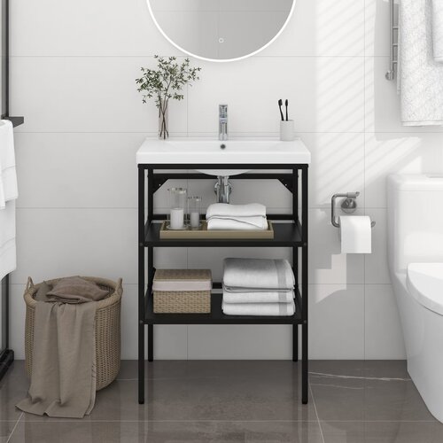 vidaXL Okvir za kupaonski umivaonik crni 59 x 38 x 83 cm željezni Cene