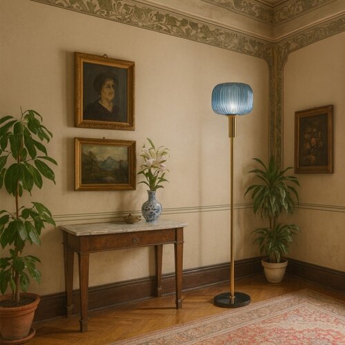  onli - podna lampa doroty 1xE27/22W/230V plava/zlatna Slike
