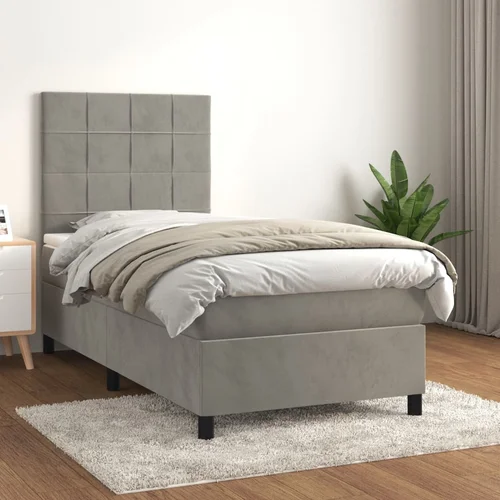 vidaXL Box spring krevet s madracem svjetlosivi 100x200 cm baršunasti