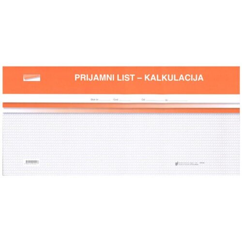 NARODNE NOVINE-UT VII-13/NCR/N PRIJEMNI LIST - KALKULACIJA; Blok 100 listova, 42 x 19,5 cm Cijene