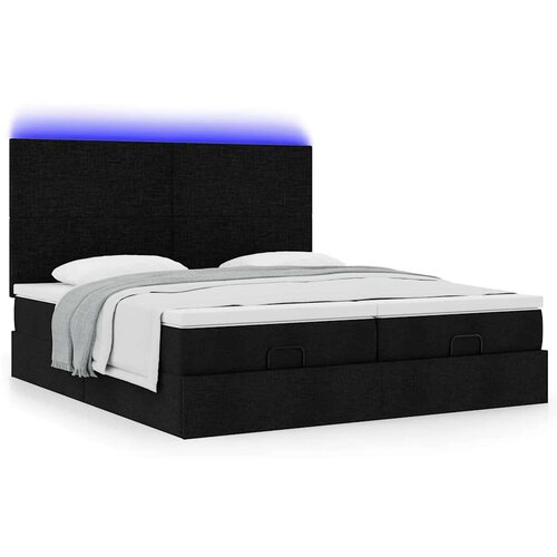 VidaXL Okvir kreveta s madracima crni 160x200cm od tkanine Slike