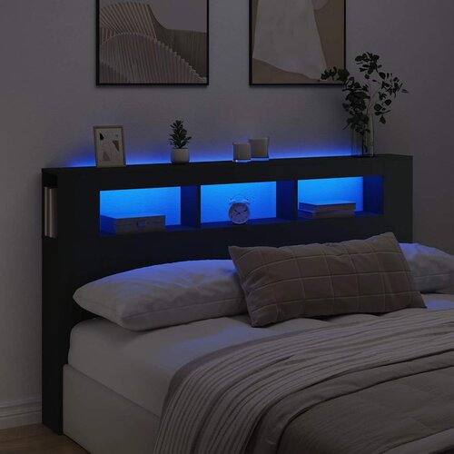  LED uzglavlje crno 180x18,5x103,5 cm konstruirano drvo Cene