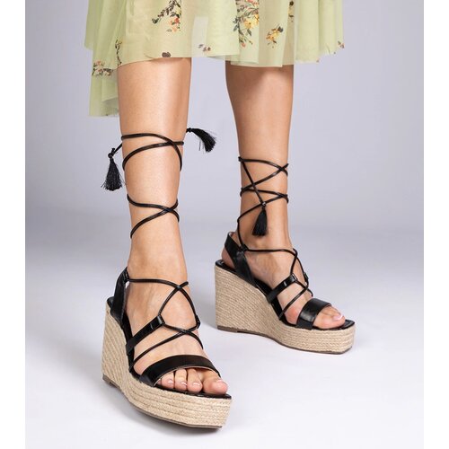 Gemre marka niezdefiniowana Black wedge espadrille sandals Klea Cene