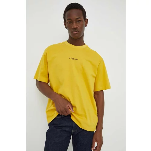 G-star Raw Pamučna majica za muškarce, boja: žuta, s aplikacijom