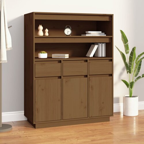 The Living Store Visoka omara medeno rjava 89x40x116,5 cm trdna borovina - Visoka Omara, (21436237) Slike