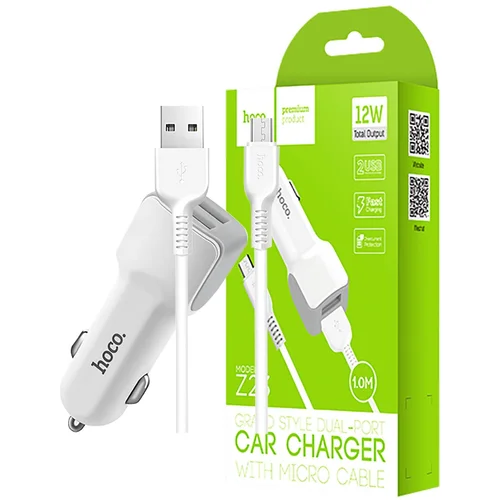 hoco. Auto punjač sa micro USB kabelom, 2 x USB, 5 V/2.4 A – Z23 Grand Style set, micro USB