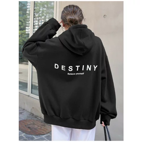 Know Destiny Design Printed Sweatshirt Blac
