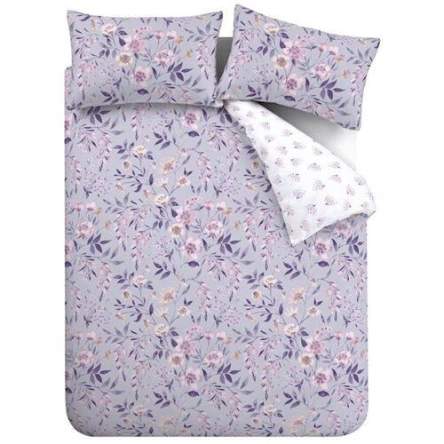 Catherine Lansfield Bijela/ljubičasta posteljina za bračni krevet/za produženi krevet 230x220 cm Isadora Floral – Cene