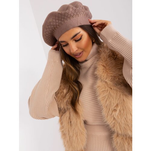 Fashion Hunters Brown knitted beret Slike