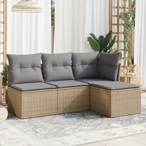 vidaXL 4-dijelni set vrtnih sofa s jastucima bež od poliratana Cijene