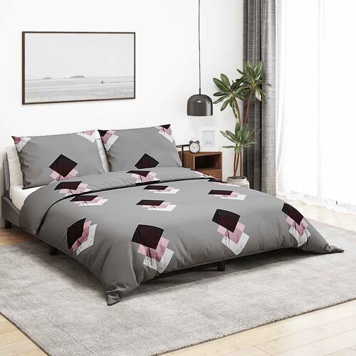 Set posteljine za poplun sivi 225x220 cm pamučni Slike