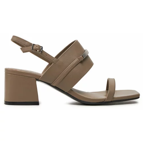 Calvin Klein Sandali Heel Sandal 45 Met Bar Lth HW0HW02056 Rjava