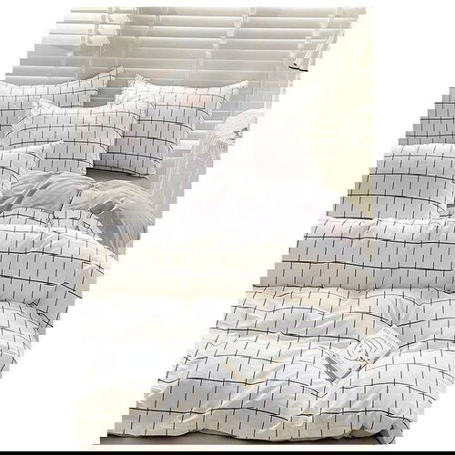Mila Home Bijela/siva posteljina za krevet za jednu osobu/za produženi krevet od renforce pamuka s uključenom plahtom/3-dijelna 160x220 cm Checkered &amp;ndash; Slike