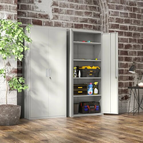  Ormar za spise uredski ormar 5 polica metalni 80&amp;Scaron; x 40D x 180V cm bijeli Slike