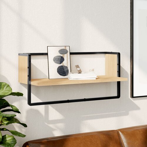 VidaXL Stenska polica s prečko sonoma hrast 65x25x30 cm Slike
