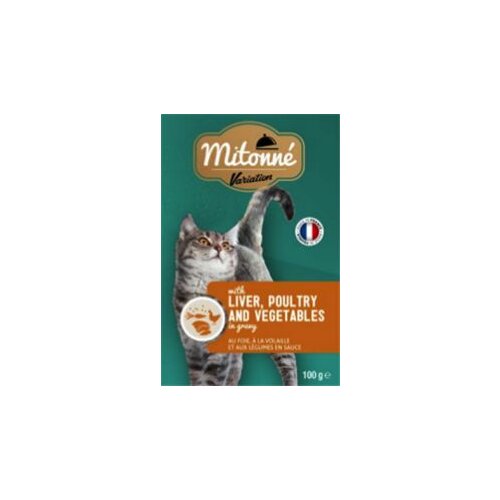 Normandise hrana za mačke u kesici mittone - komadići jetre i živine sa povrćem u sosu 22x 100gr Slike