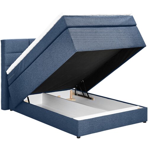 CARRYHOME POSTELJA BOXSPRING 100 cm x 200 cm , tekstil temno modra Slike